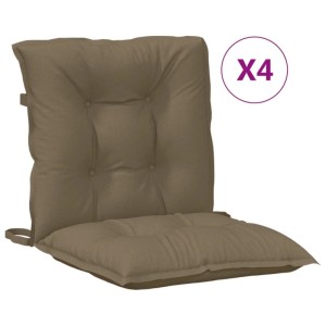 Set aus 4 melange taupe Niedriglehner-Auflagen aus Polyesterstoff, 100x50x7 cm, mit Knopfheftung für Gartenstühle.