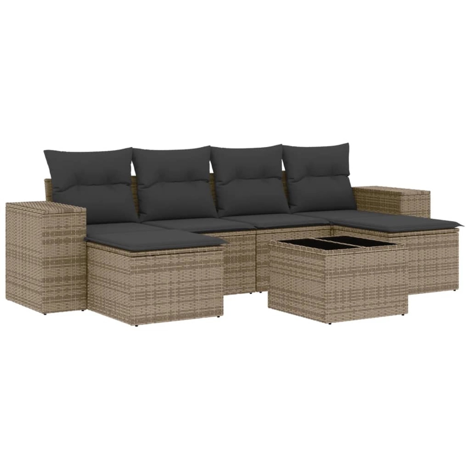 vidaXL 7-Tlg Garten-Sofagarnitur mit Kissen Grau Poly Rattan 3255267 günstig online kaufen