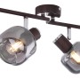 Globo Strahler Pallo, bronzefarbiger Metall-Spot mit vier rauchigen Lampengläsern.