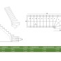 Technische Zeichnung: Lindos Pro Eiche Treppe, gewendelt, mit Maßen und Details für Montage und Planung.