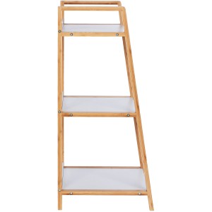 Wenko Regal Finja aus Bambus mit 3 weißen MDF-Etagen, braunes Badregal.