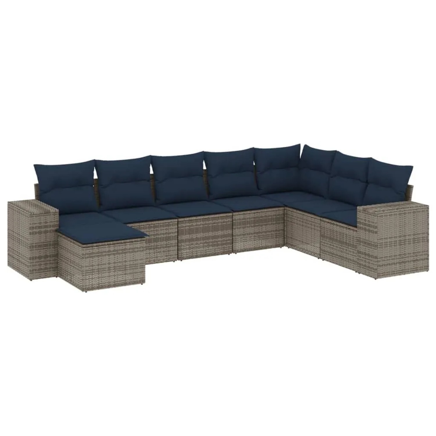 vidaXL 8-Tlg Gartensofa-Set mit Kissen Grau Polyrattan 3222960 günstig online kaufen