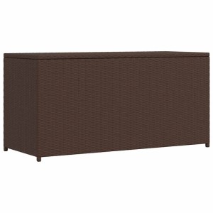 Braune Furnicato Garten-Auflagenbox aus Polyrattan, 120x50x60 cm, zur Aufbewahrung im Garten.