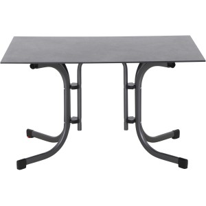 Rechteckiger, anthrazitfarbener Siena Garden Klapptisch Sola, 80x120 cm, mit Stahlgestell.