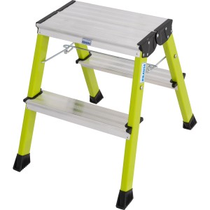 Krause Klapptritt Rolly, fahrbare Leiter mit 2 Stufen, grün.