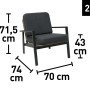 Maße des Olary Lounge-Sessels aus Akazienholz mit dunklen Kissen, Teil eines 4-tlg. Lounge-Sets.