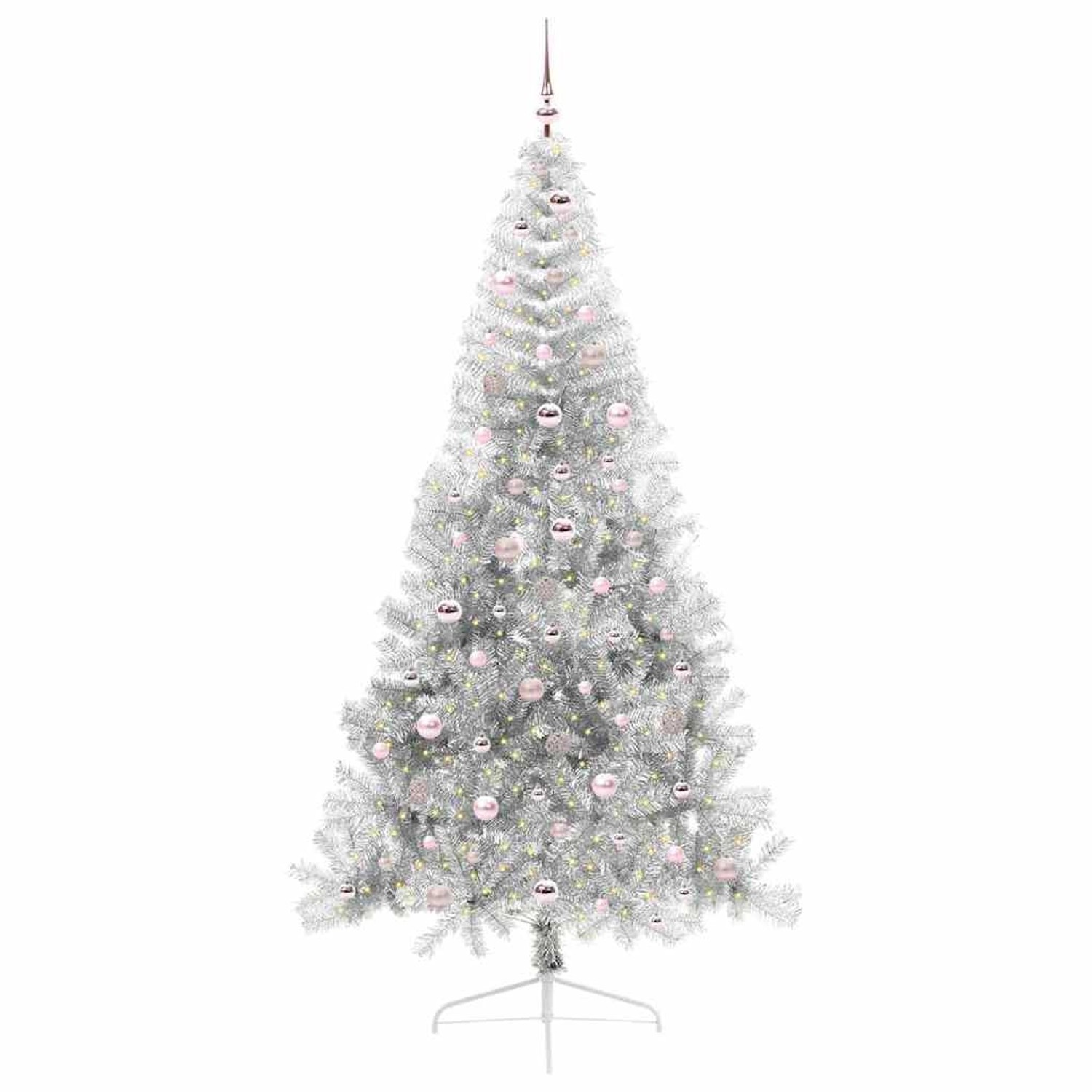 vidaXL Künstlicher Vorbeleuchteter Weihnachtsbaum Silber 240 cm 3397234