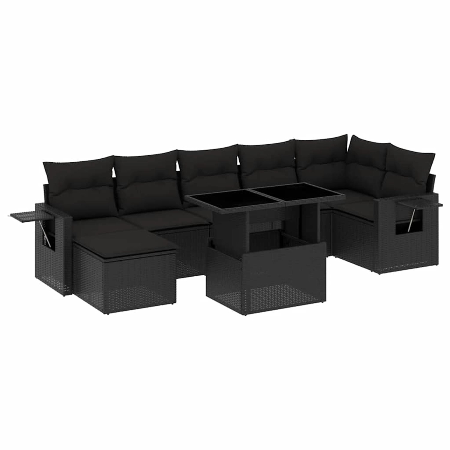 vidaXL 8-Tlg Garten-Sofagarnitur mit Kissen Schwarz Poly Rattan 3268055 günstig online kaufen