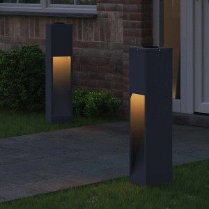 vidaXL Solar LED Wegeleuchte 2 Stk Anthrazit Kalt Gewalzter Stahl 879718