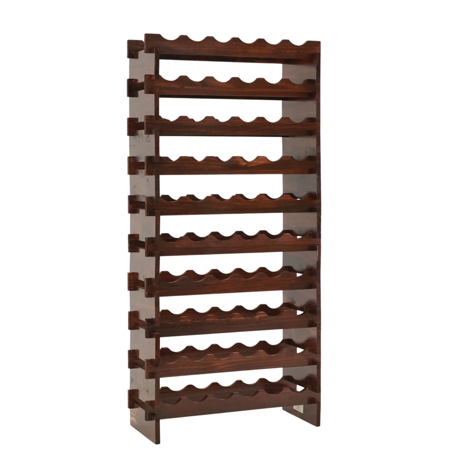 PROREGAL Weinregal NAVARRA Aus Holz 135x65x28cm 60 Flaschen Auf 10 Ebenen Schmal Flaschenregal Freistehend Massives Kiefernholz Braun Geölt