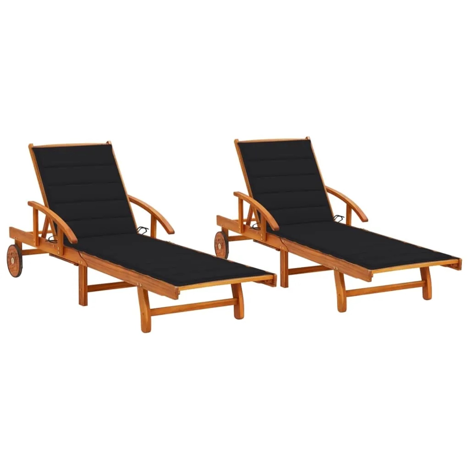 vidaXL Sonnenliegen 2 Stk mit Auflagen Massivholz Akazie 3077337