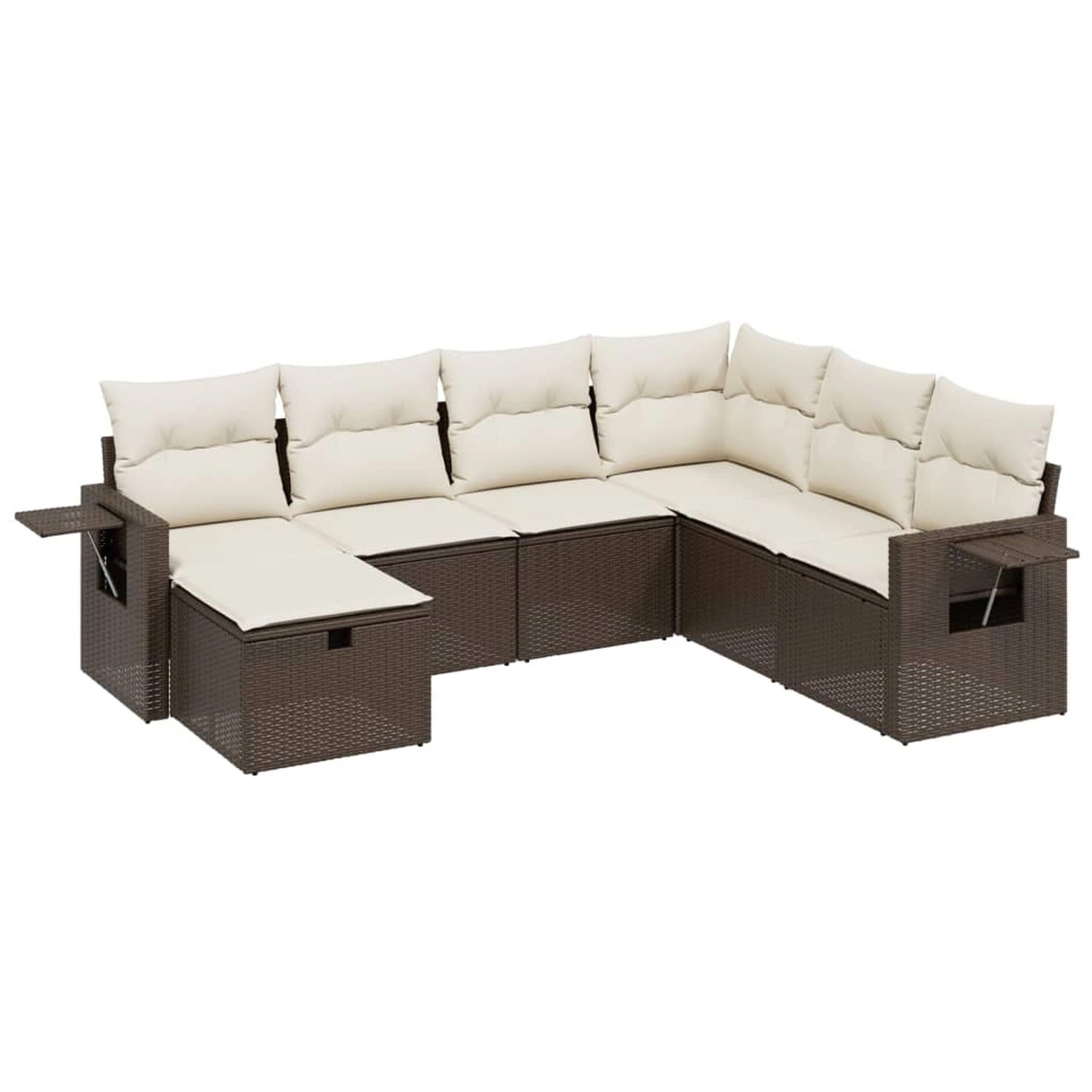 vidaXL 7-Tlg Garten-Sofagarnitur mit Kissen Braun Poly Rattan 3263839 günstig online kaufen