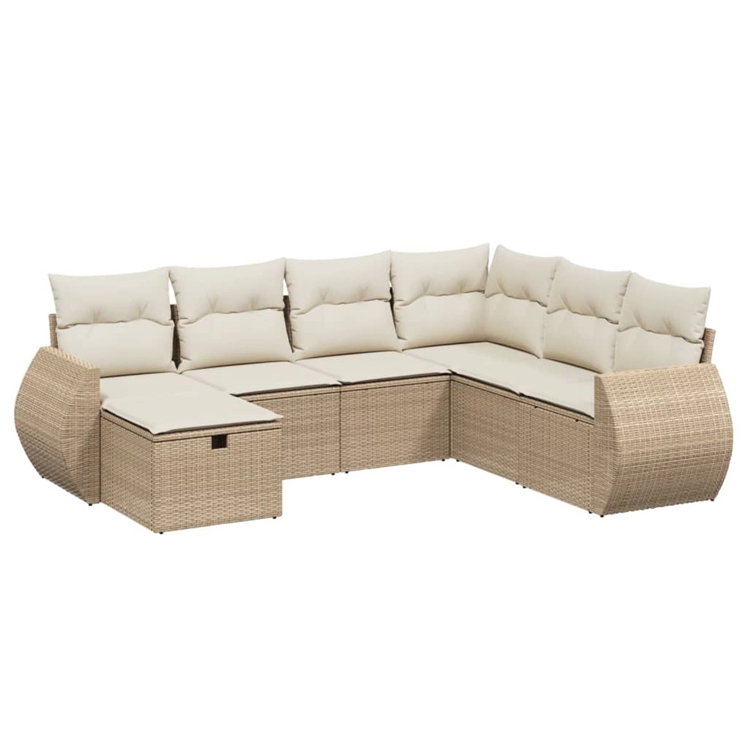 vidaXL 7-Tlg Garten-Sofagarnitur mit Kissen Beige Poly Rattan 3264144 günstig online kaufen