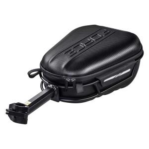 Schwarze Force Fahrrad Satteltasche Crust XL mit Halterung.