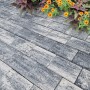 Diephaus Pflasterstein Ringo, weiß-schwarz, 20x15x5 cm, verlegt im Garten.