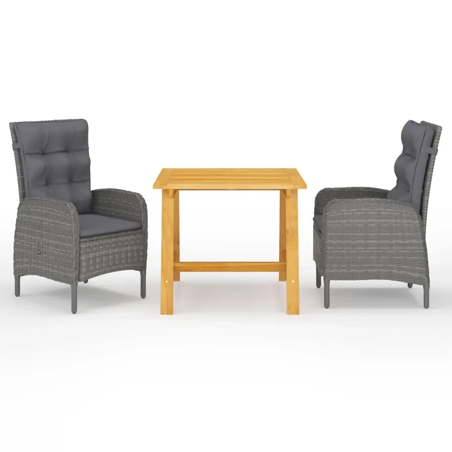 vidaXL 3-Tlg Garten-Essgruppe Grau 3068689