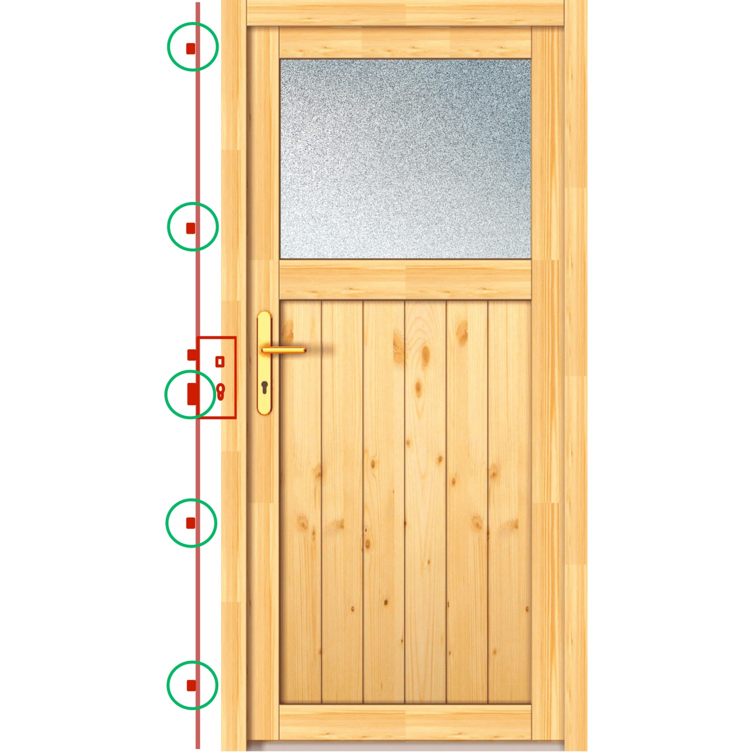 Holz-Nebeneingangstür NET 504 Fichte Natur 98 cm x 200 cm Anschlag Links