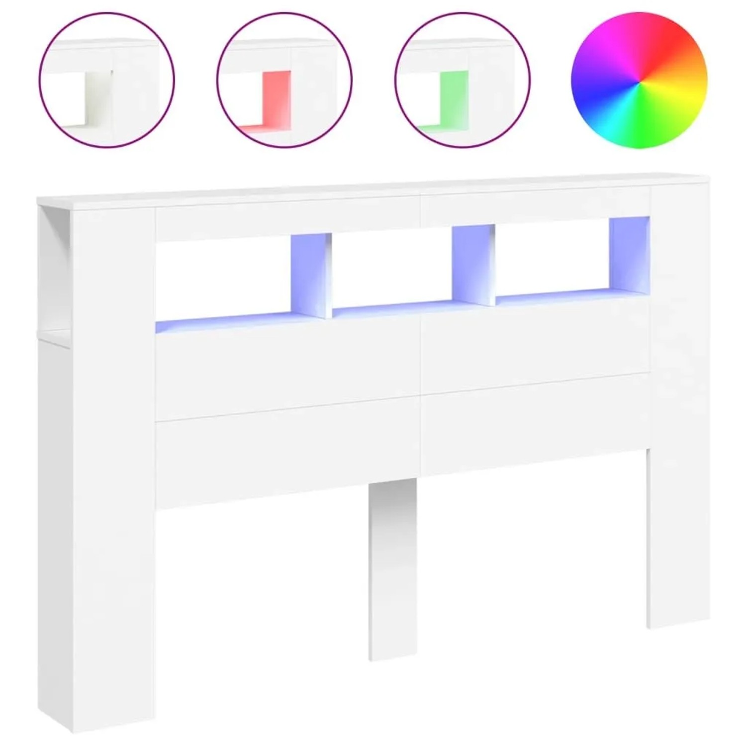 Thumbnail - vidaXL LED-Kopfteil Weiß 160x18,5x103,5 cm Holzwerkstoff 837351