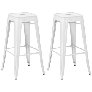2er Set DELUKE Barhocker DOLAN, Metall weiß, 43x43x76cm. Barstühle für Tresen oder Küchentheke.