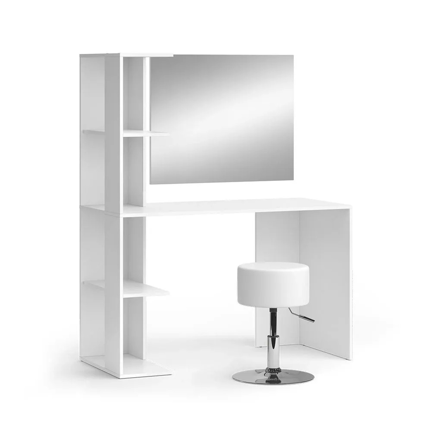 Vicco Schminktisch Tower Weiß 122 x 150 mit Spiegel und Hocker