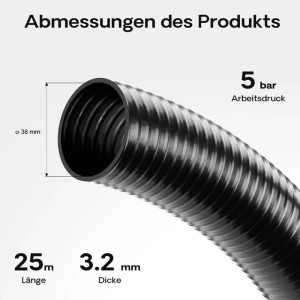 Wiltec Luisiana Om/I 25M Druck- Und Saugschlauch Ø32Mm 320G/M Pumpenschlauch