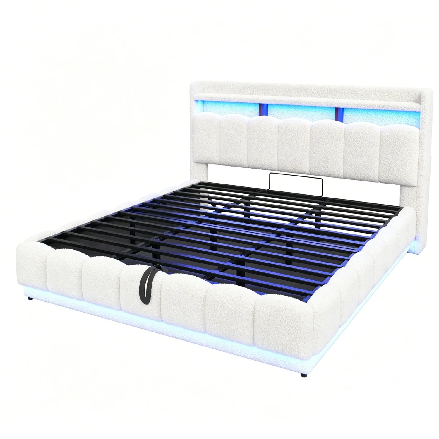 Merax Polsterbett 180x200cm LED USB Stauraum Weiß