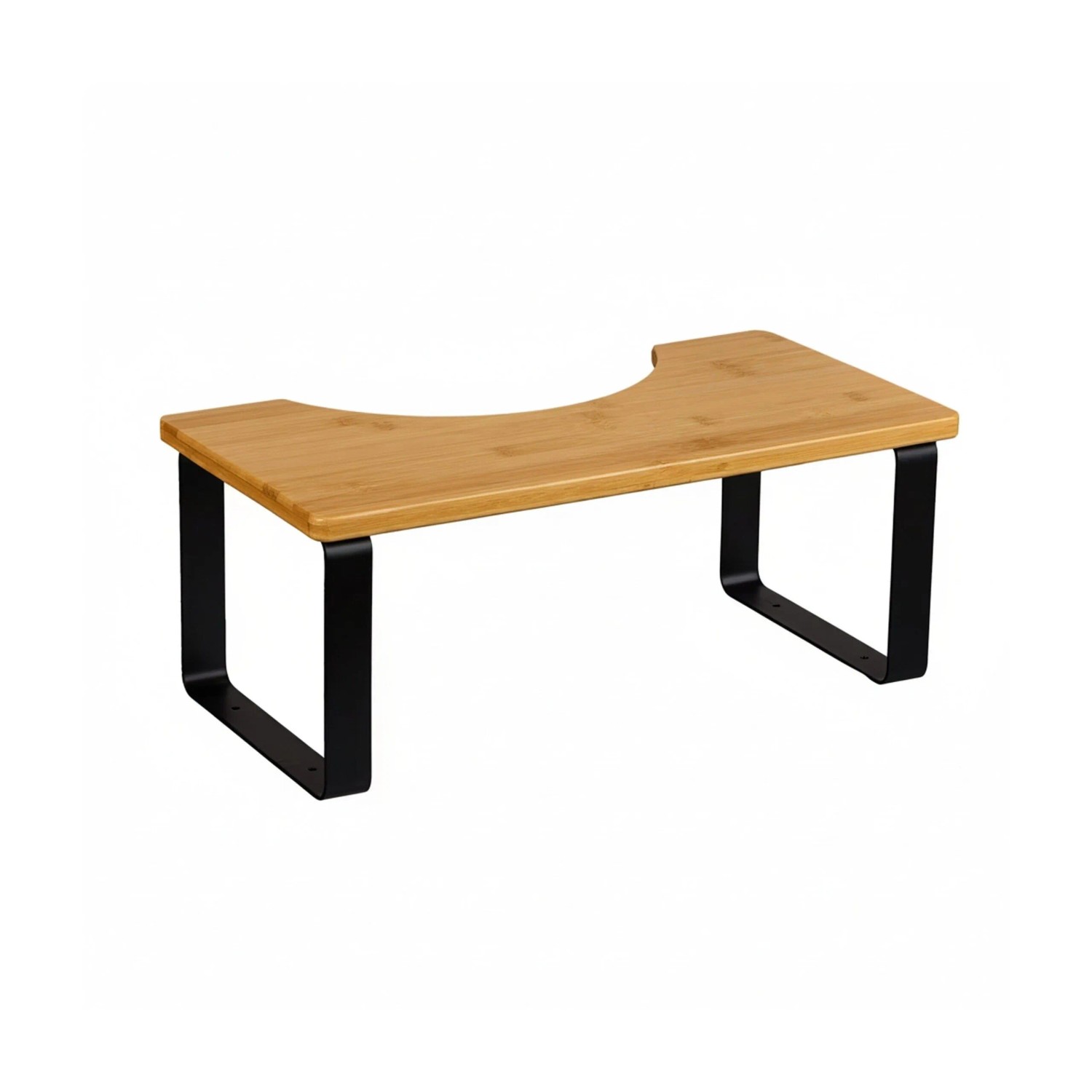 Relaxdays Toilettenhocker Bambus Eisen Natur Schwarz Rutschfest 18 cm x 44,5 cm x 23 cm 1,6 kg