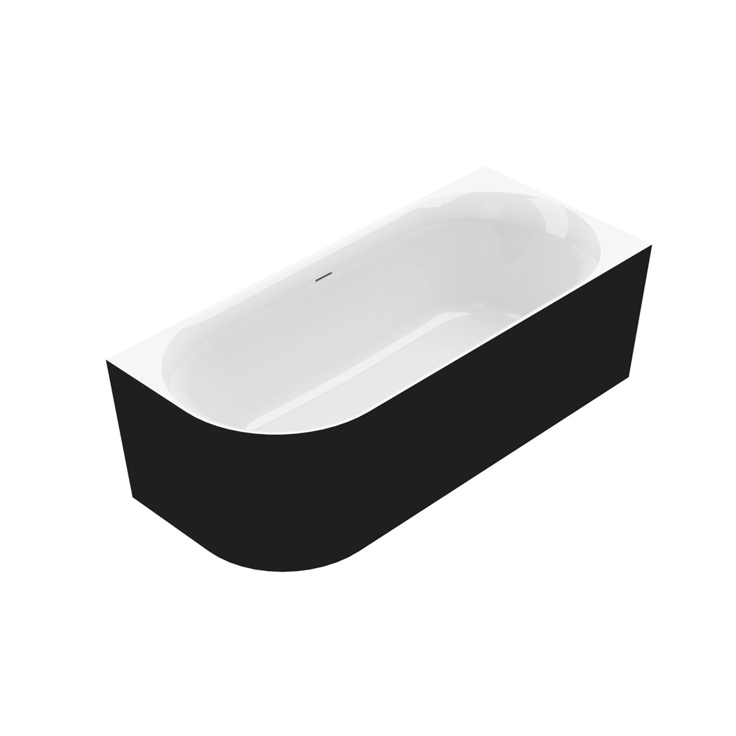 Ottofond Badewanne Mince Corner Links 180 cm x 80 cm Schwarz Weiß