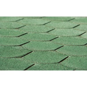 Grüne Weka Dachschindeln Biberschwanz (3 m²) für Gartenhaus-Zubehör. Robuste Bitumen-Dachbedeckung in Biberschwanzoptik.