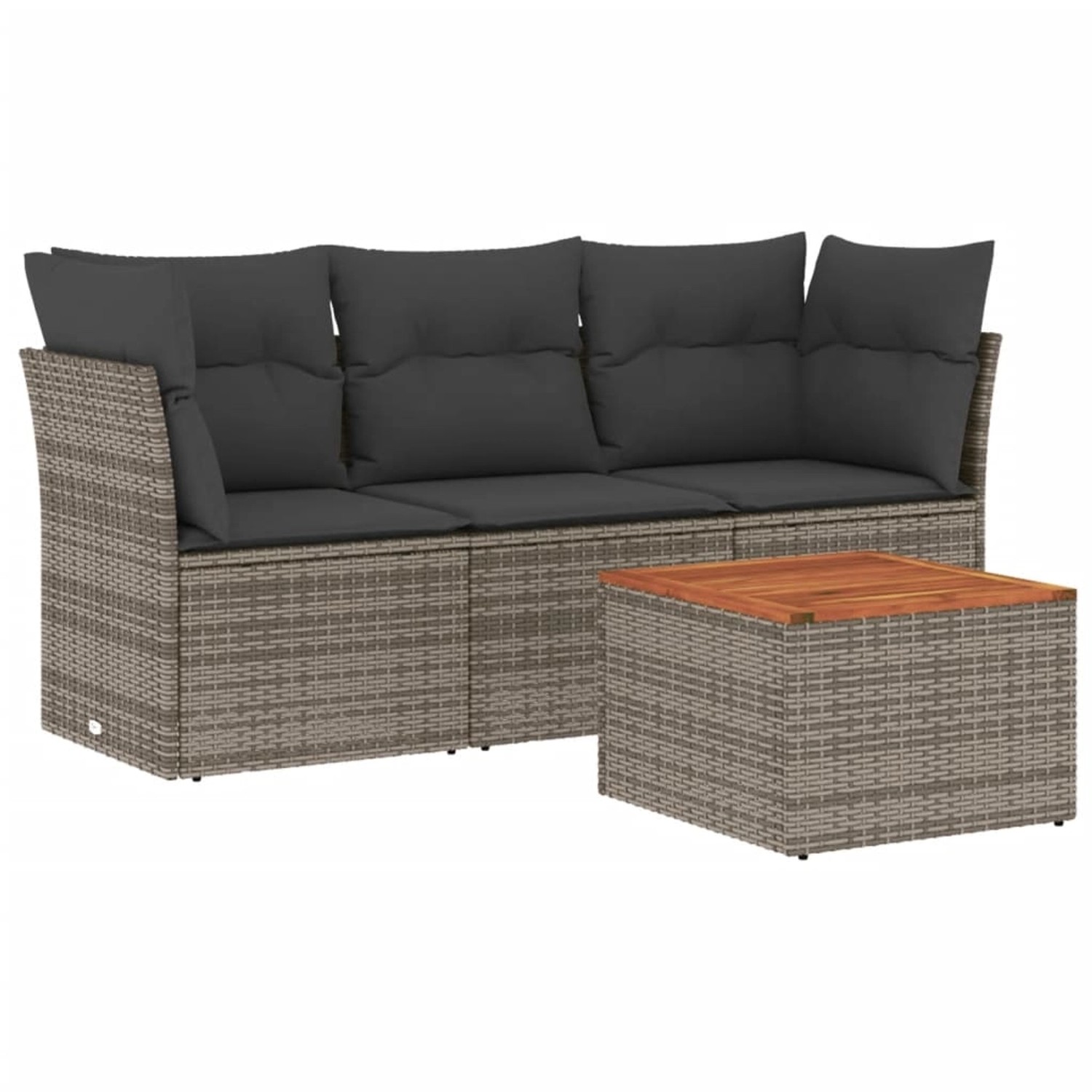 vidaXL 4-tlg Garten-Sofagarnitur mit Kissen Grau Poly Rattan Modell 31 günstig online kaufen