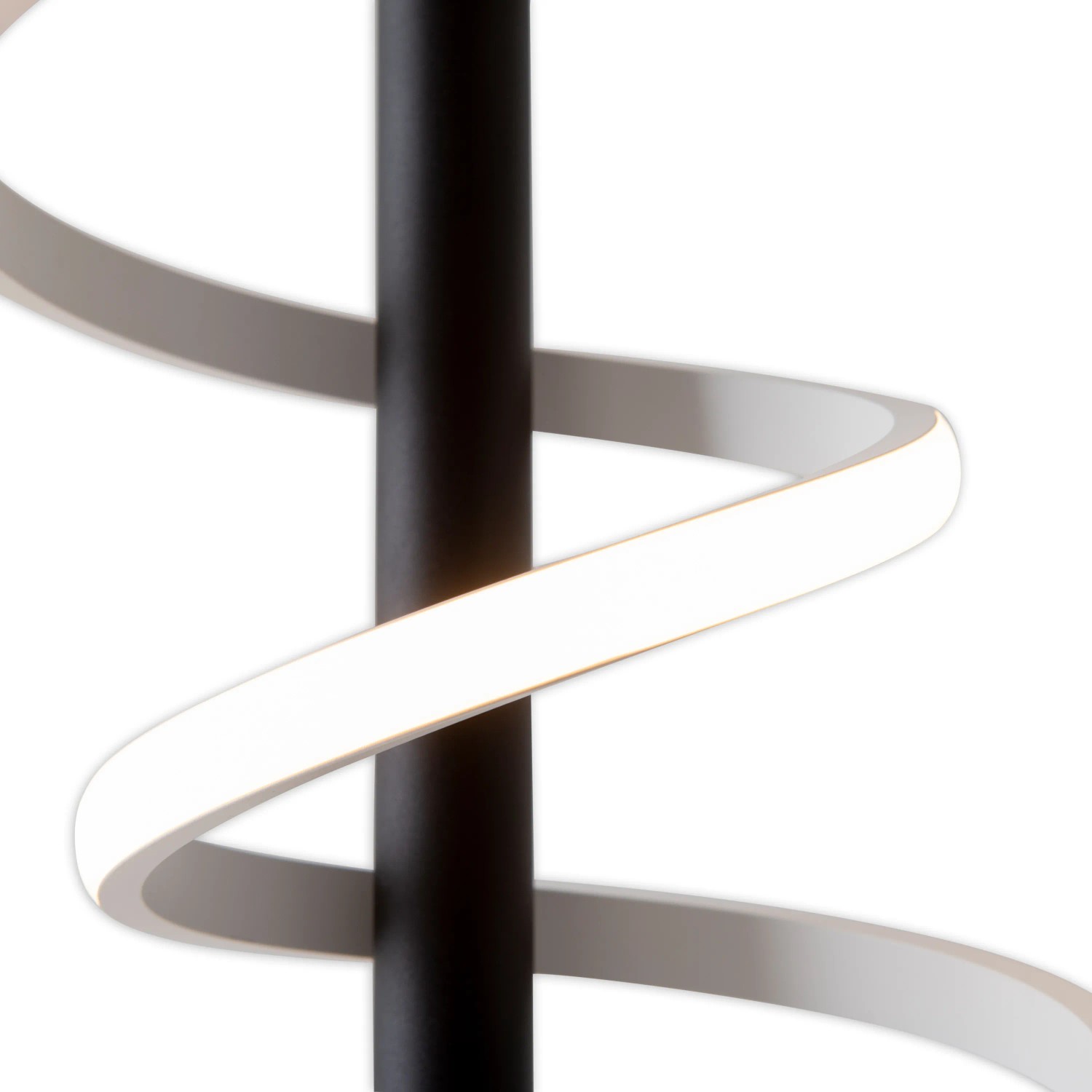 Detailaufnahme der modernen LED Stehleuchte Belleza von Näve, spiralförmiges Design mit warmweißem Licht.