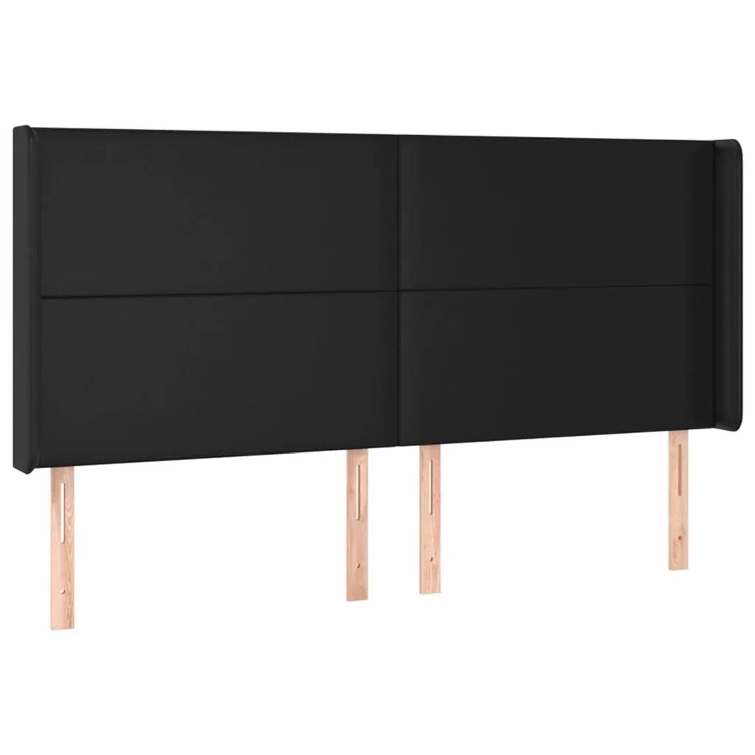 vidaXL Kopfteil mit Ohren Schwarz 183x16x118/128 cm Kunstleder 3119402