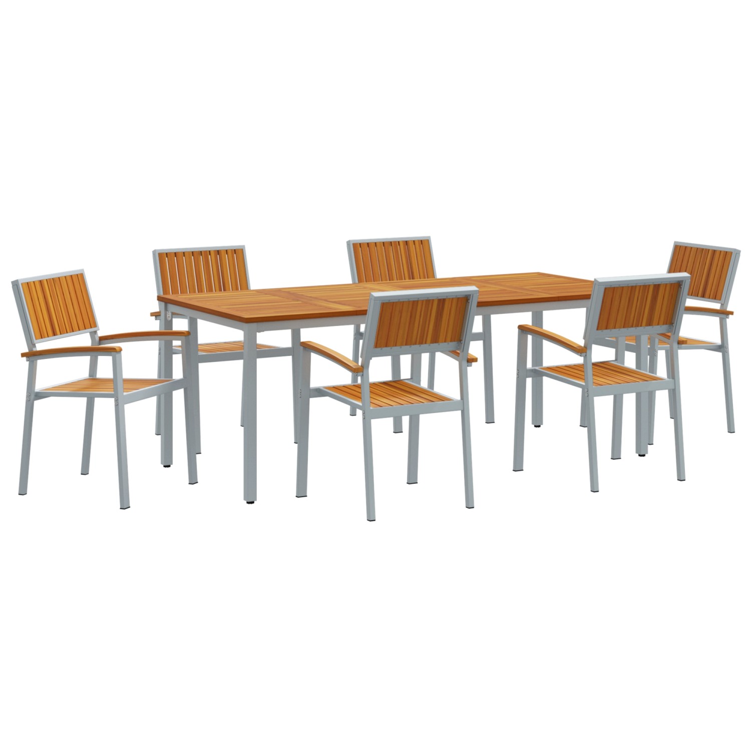 vidaXL 7-Teilige Garten-Essgruppe aus Massivem Akazienholz und Metall 32844 günstig online kaufen
