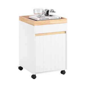 SoBuy Aktenschrank Rollcontainer Beistelltisch für Büro und Arbeitszimmer Weißnatur ASK03-W