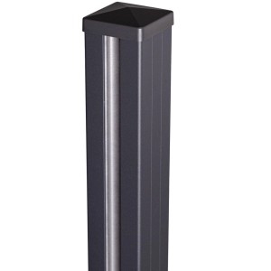 GroJa Alu-Steckzaun Torpfosten in Silbergrau mit Kappe zum Einbetonieren.