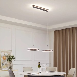 Moderne, braune LED-Pendelleuchte Lucande Kolo, 2-flammig, für Wohn- und Esszimmer.