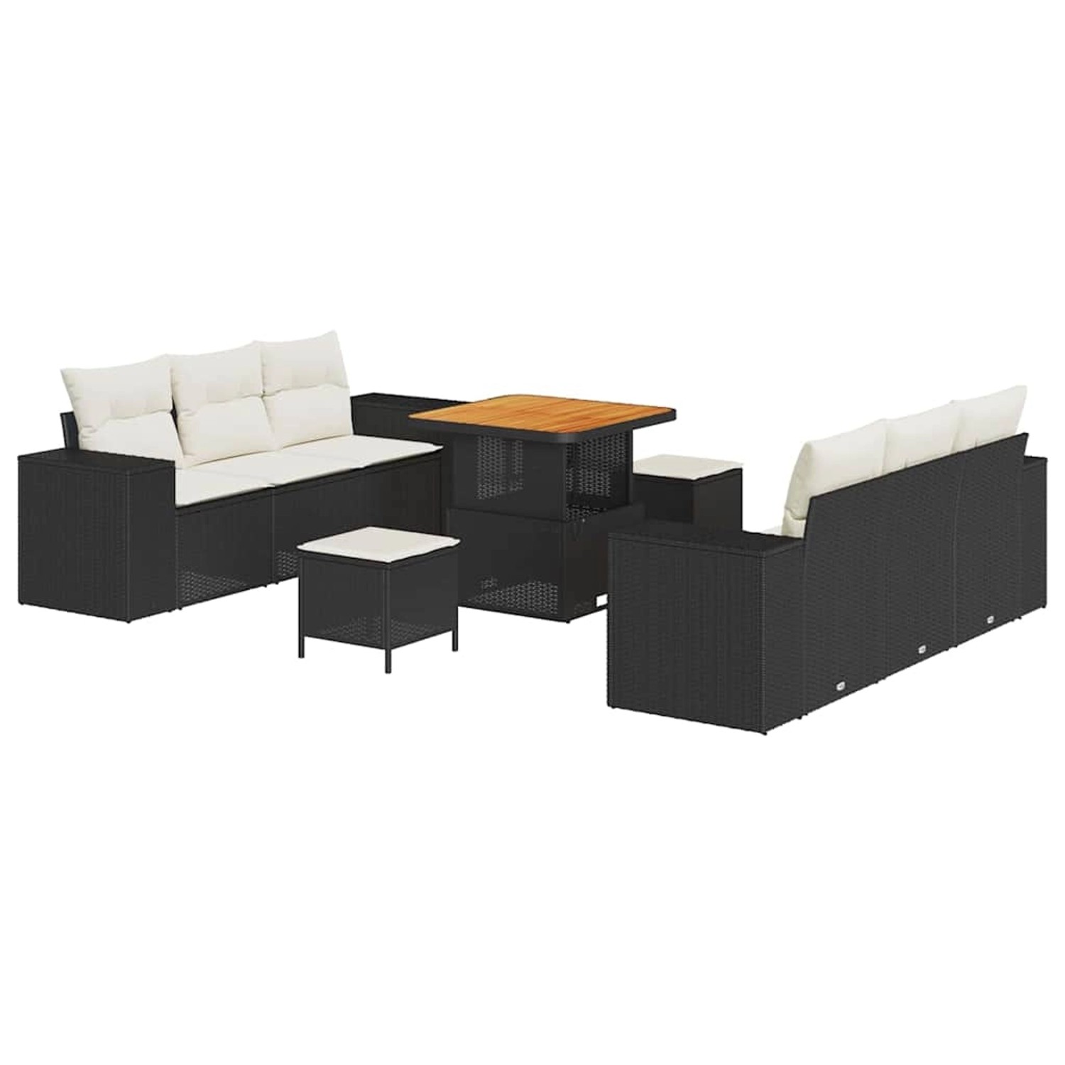 vidaXL Garten-Sofa-Set mit Speicher 9-Tlg Schwarz Poly Rattan 3361955 günstig online kaufen