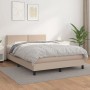 Boxspringbett Cappuccino-Braun 140x190cm mit Kunstlederbezug und Matratze.