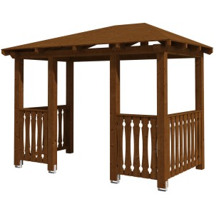 Skan Holz Vordach Wismar 8, nussbaum lasiert, 357x192cm, aus Konstruktionsvollholz (KVH).