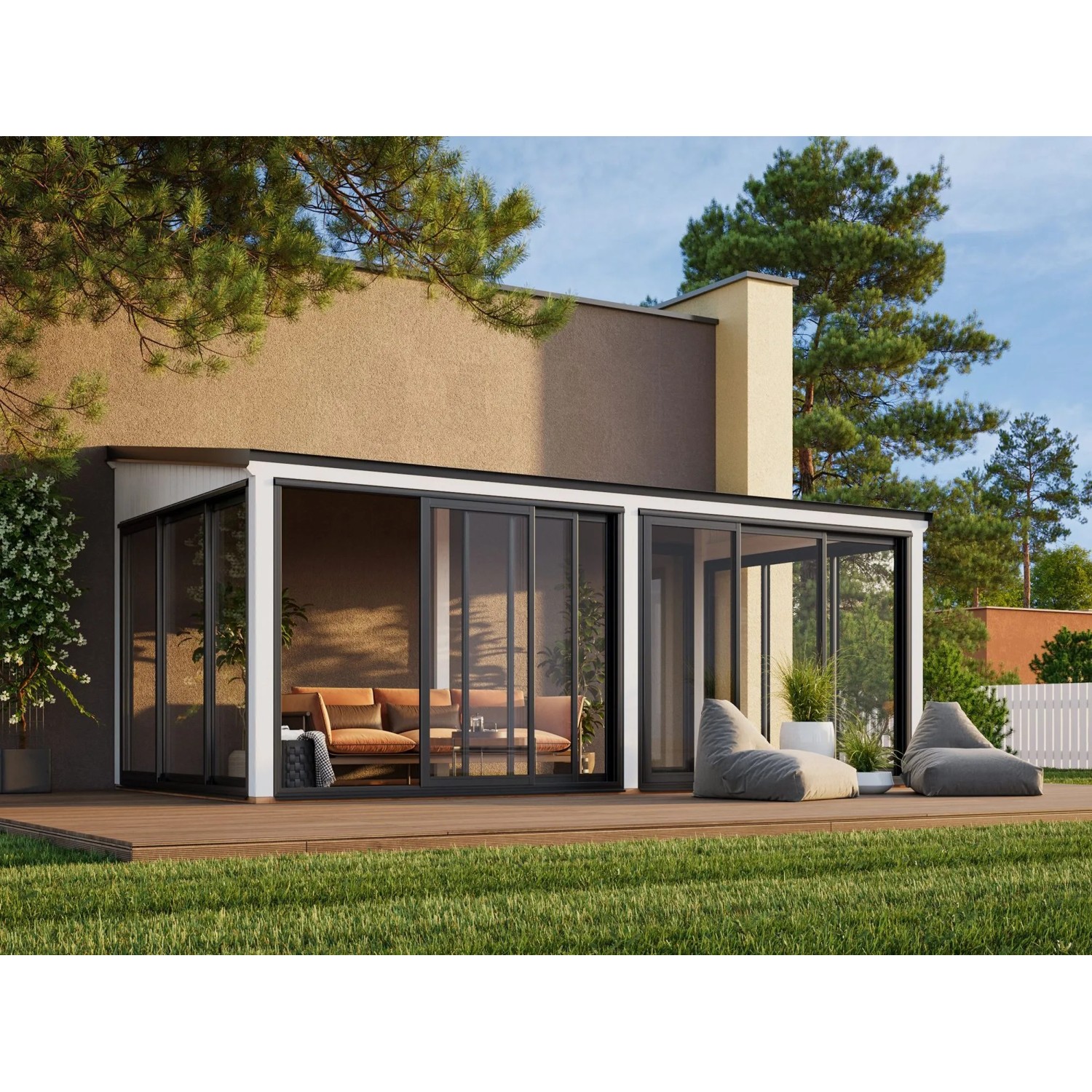 Palmako Holz-Gartenhaus Lumi Slide Pultdach Lackiert 582 cm x 297 cm 16,2 m²