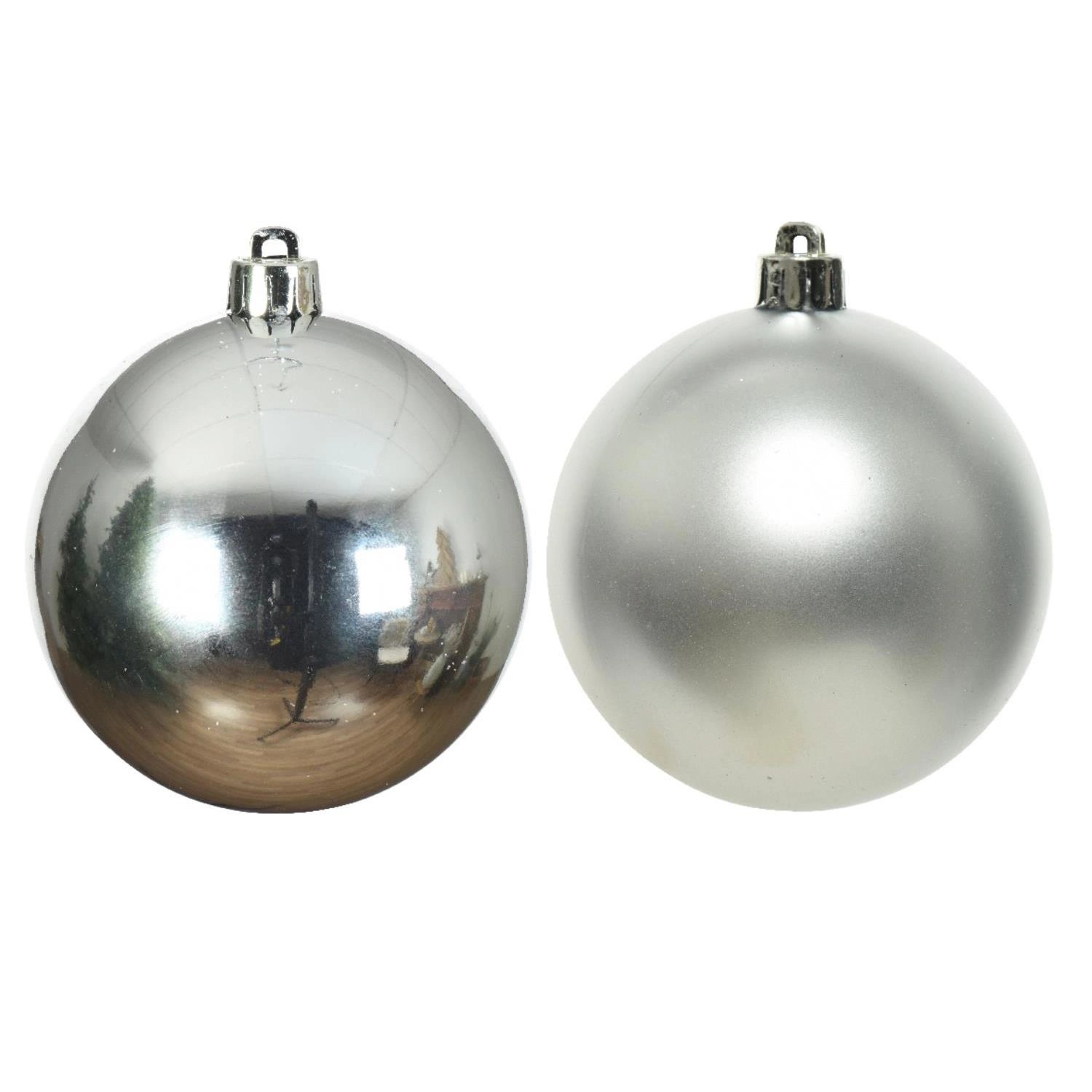 Marelida Christbaumkugeln Weihnachtskugeln Christbaumschmuck Kunststoff Silber 10cm 4St.