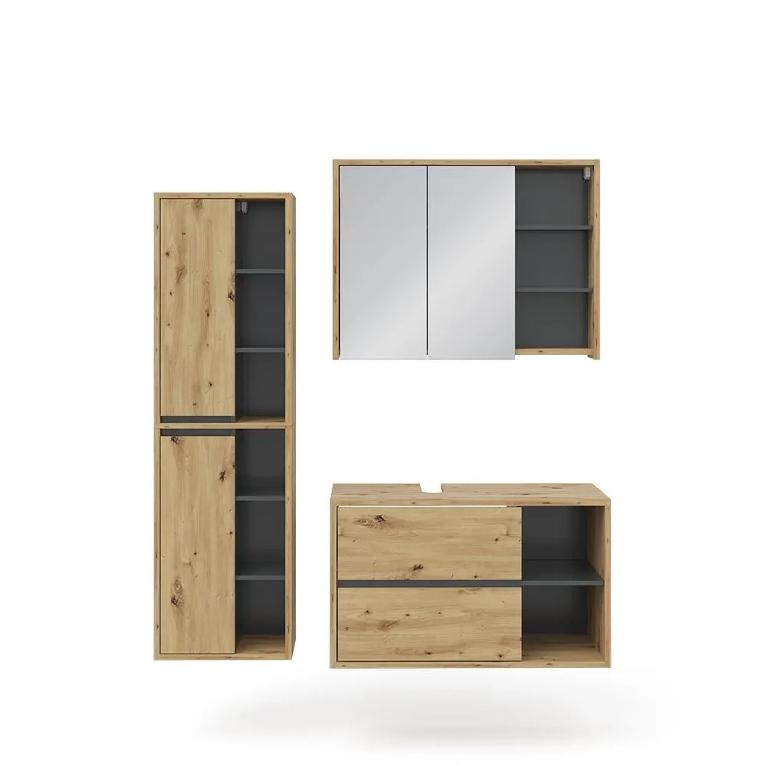 Vicco Badmöbel-Set Viola Artisan-Eiche 100 x 60 3-teilig