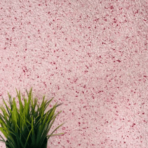 Floxxan Baumwollputz Montana 516, rote Flüssigtapete mit Cellulose-Struktur.