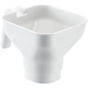 Weißer Leifheit Einfülltrichter aus Kunststoff für Einkochgläser mit Griff.