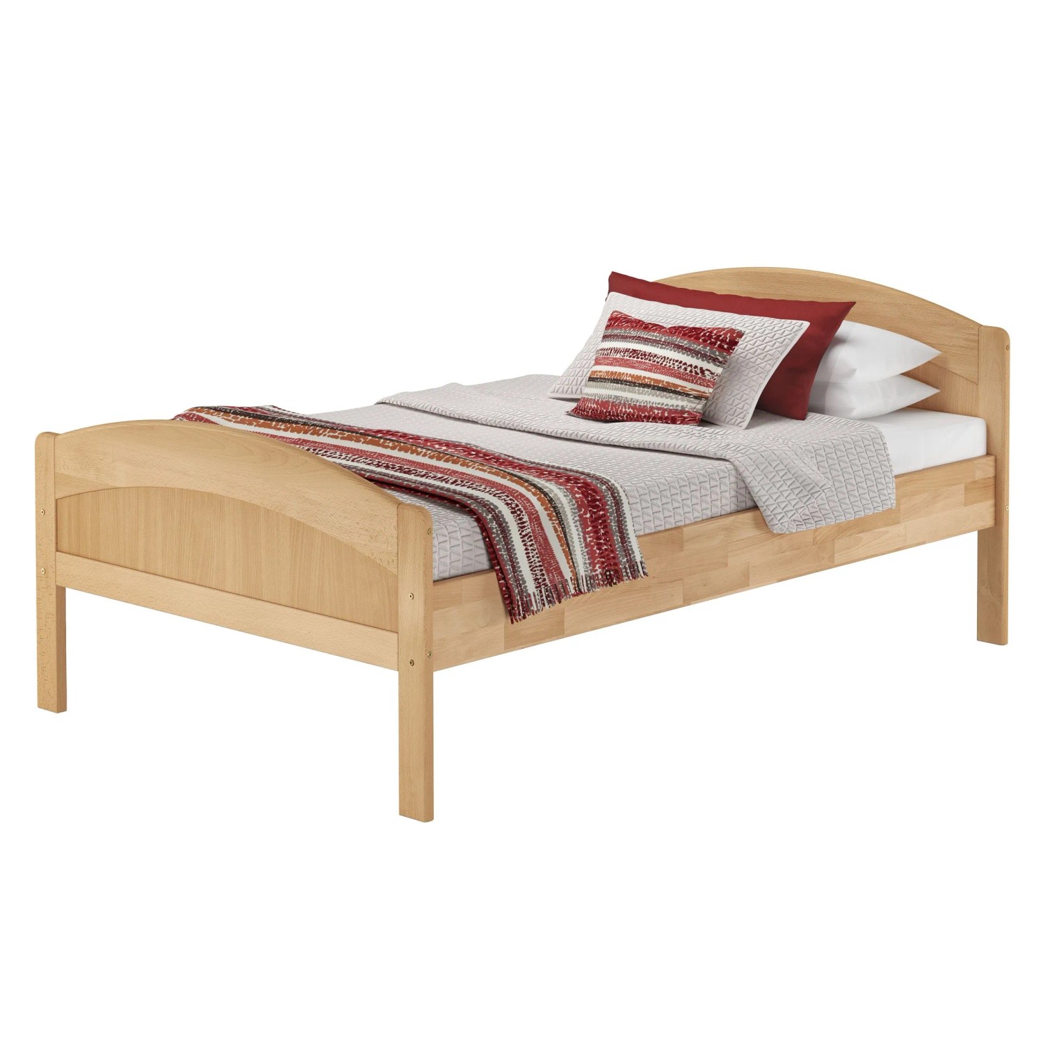 Erst-Holz Hohes Massivholzbett 120 x 220 cm Überlang Buche Zubehör Wählbar Modell 75 ohne Zubehör