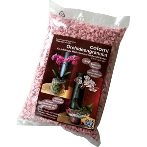Colomi Orchideengranulat, 1 Liter, rosa, im transparenten Beutel. Spezielles Substrat für Orchideen.
