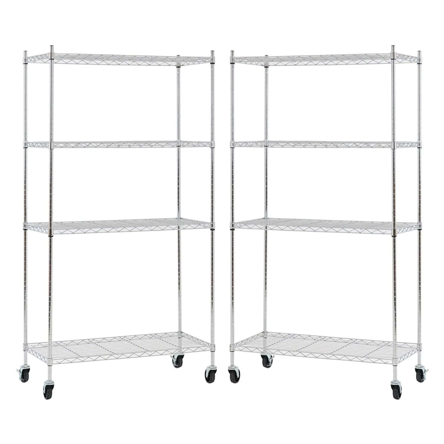 PROREGAL Mega Deal 2X Gitterregal HADES Mit Rollen & 4 Gitterböden Metall 160x90x40cm Fachlast 75kg Metallregal Chrom  Silber Küchenregal Aufbewahrung
