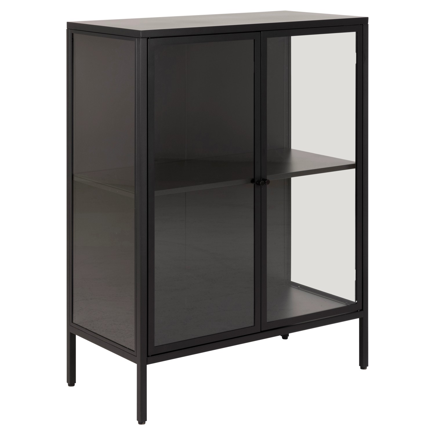 ebuy24 Newcastle Vitrinenschrank H99 mit 2 Glastüren Schwarz günstig online kaufen