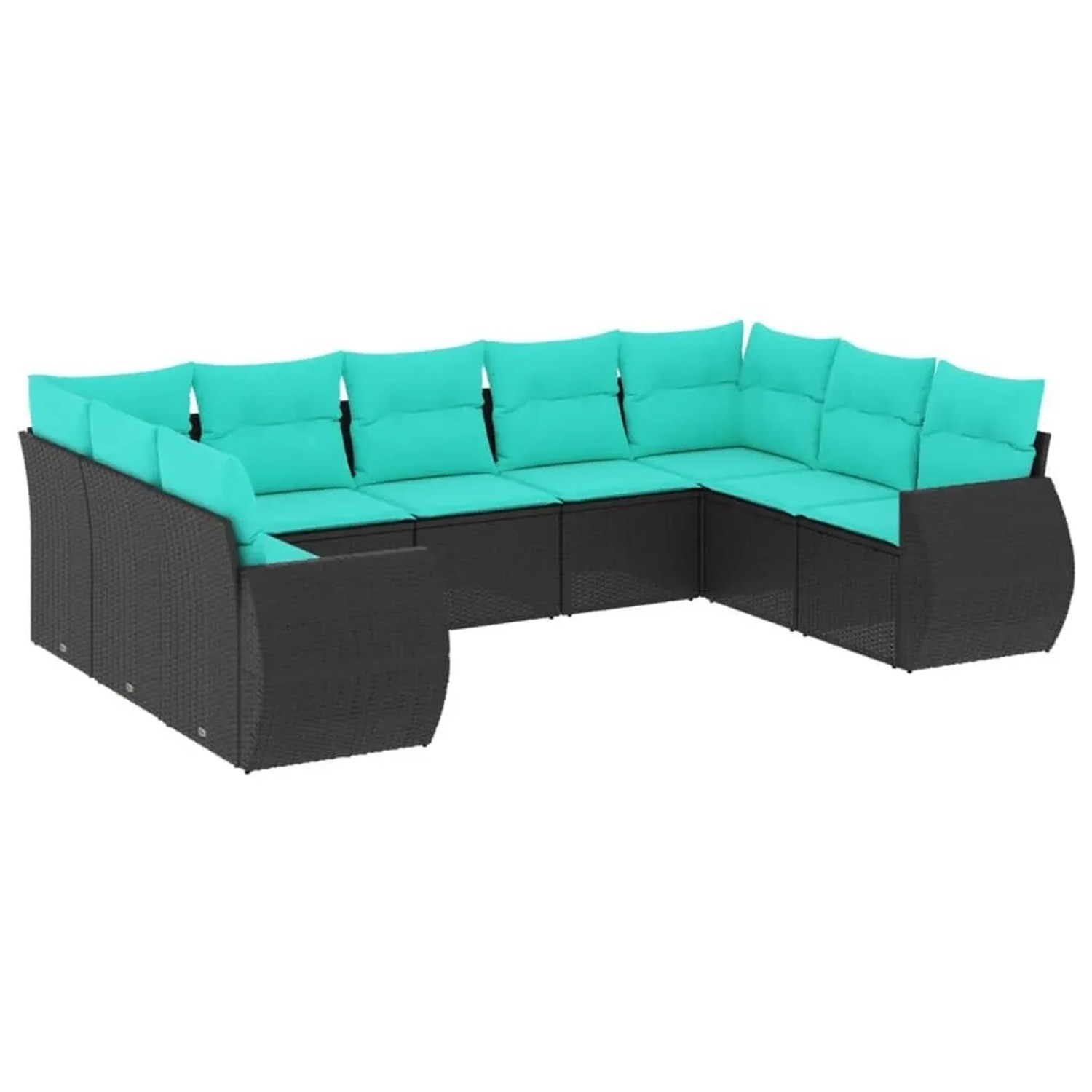 vidaXL 9-Tlg Gartensofa-Set mit Kissen Schwarzes Polyrattan 3221796 günstig online kaufen