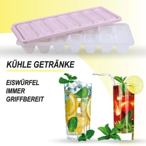 Bestgoodies Eiswürfelform Rosa 8er Set mit Deckel für 14 Eiswürfel.
